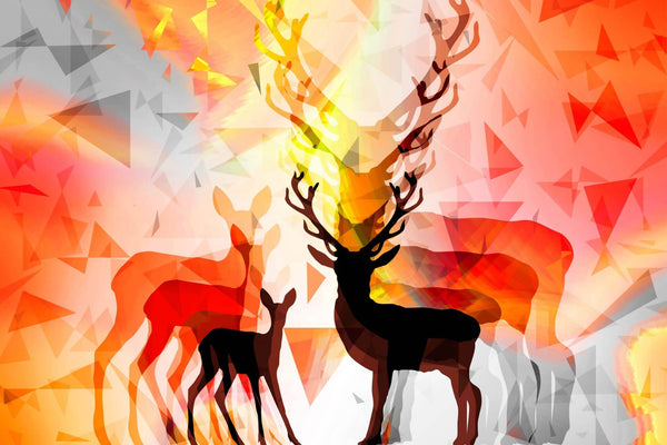 Deer shadows in red