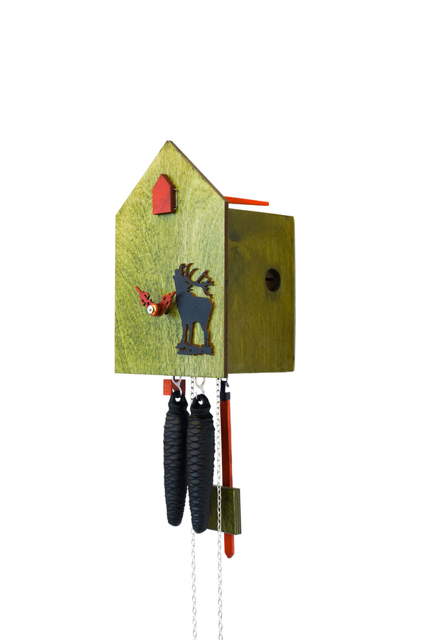Cuckoo Clock - 8-Day Modern Clock with Caribou (green) - Romba