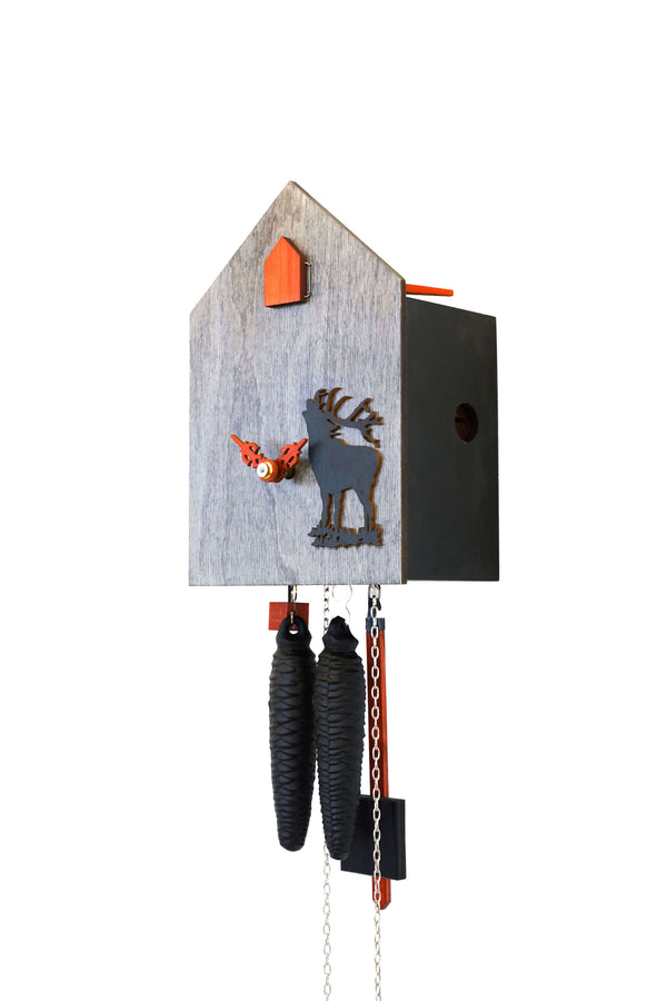 Cuckoo Clock - 8-Day Modern Clock with Caribou (grey) - Romba