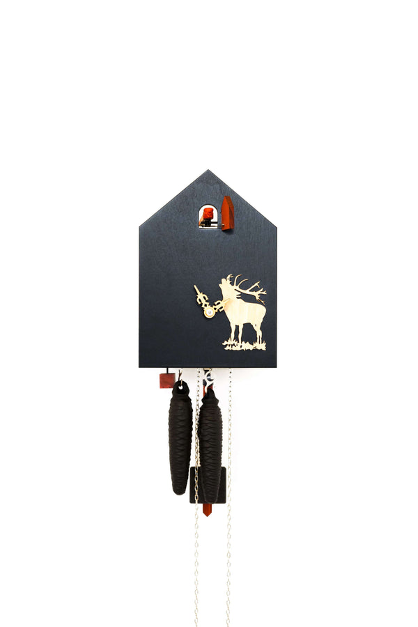 Cuckoo Clock - 8-Day Modern Clock with Caribou (black) - Romba