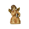 Kneeling Angel holding a book in one hand, and putting a finger to his mouth with the other. His golden wings match the pink dress with small golden stars and a golden bow.