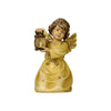 Kneeling Angel holding a lighted lantern. His golden wings match the yellow dress with small golden stars and a golden bow.