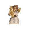 Kneeling Angel playing a tuba. His golden wings match the blue dress with small golden stars and a golden bow.