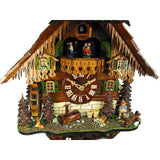 A Well between a Boy and a Fawn laying in front of the Water Wheel on Schwer Black Forest Cuckoo Clock
