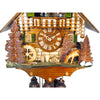 Front view of the Schwer 8 Day Clock with Music, Dancers, and Spinning Water Wheel. 
