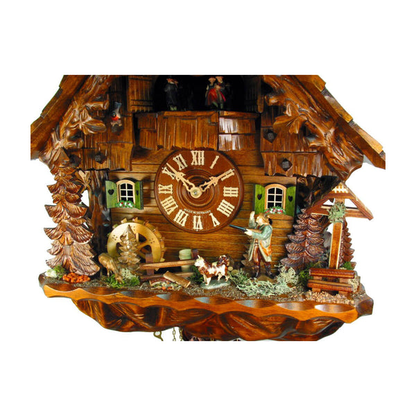 Front close up view of the Hunter featured on the front of the clock
