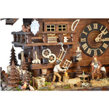 Zoomed in view of the woodchopper featured on the left side of the clock