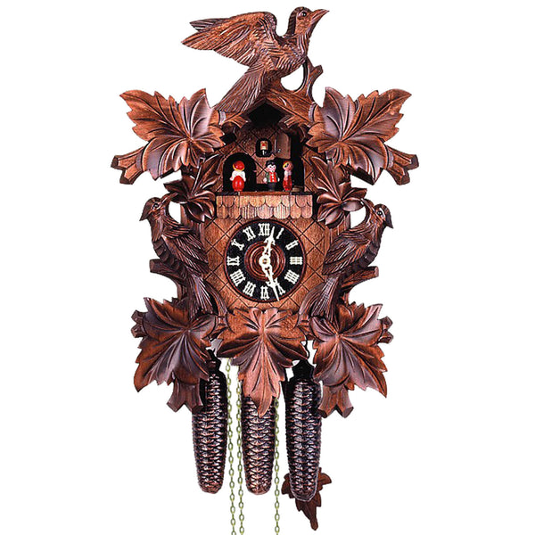 Schwer 8 Day clock with music, dancers, and a bird themed motif