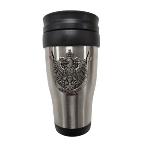 Silver Travel Mug with Metal German Crest*