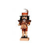 Black Forest Fellow nutcracker in natural colors, wearing a traditional Black Forest outfit, and holding a small cuckoo clock.