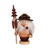 Dwarf Pine Cone Man smoker, with a pine cone hat, and holding a staff with pinecones and a miniature tree.