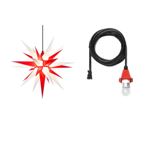 White/Red Herrnhuter Moravian Star Set A7 - Plastic 28"