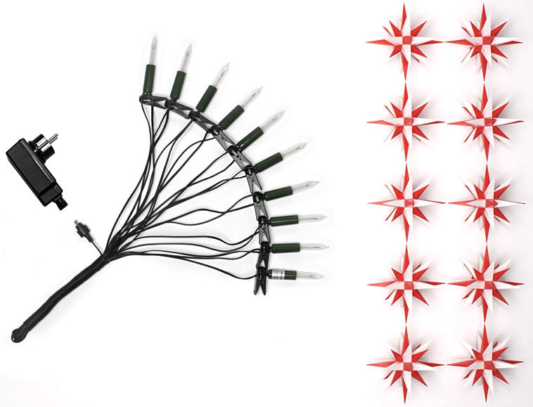 Herrnhuter Moravian Star Chain - Indoor / Outdoor - White / Red