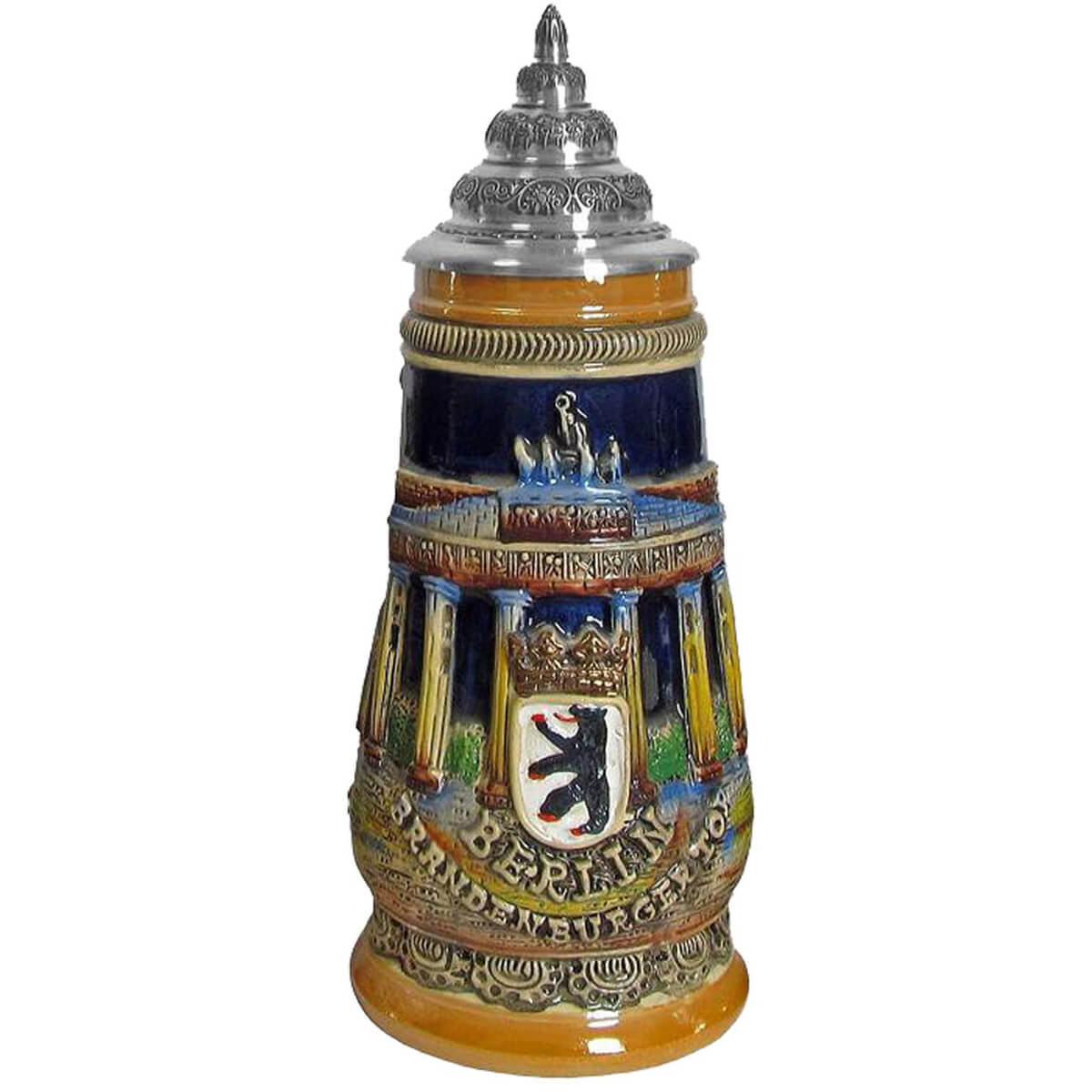 King Beer Stein with the Brandenburg Gate and the coat of arms of Berlin