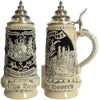 King Bavarian beer mug with the national coat of arms, famous places in Bavaria and Edelweiss. At the lower part of the mug is the inscription "Gott mit dir du Land der Bayern" God be with thee, land of the Bavarians (the Bavarian anthem)