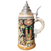 Beer stein with the Frauenkirche, Bavarian Lion and a Trumpet. Above is an Edelweiss.